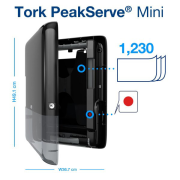 Mini zásobník na nadväzujúce papierové utierky na ruky Tork PeakServe, čierny H5