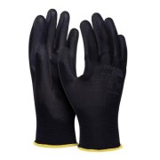 Rukavice pletené, polomáčané DONAU SAFETY PU kat. II čierne veľ. 9