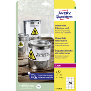Etikety polyesterové veľmi odolné 70x37mm Avery A4 biele 20 hárkov