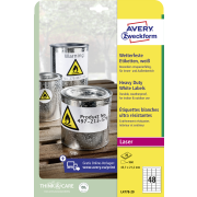 Etikety polyesterové veľmi odolné 45,7x21,2mm Avery A4 biele 20 hárkov