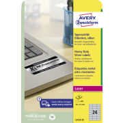 Etikety polyesterové veľmi odolné 70x37mm Avery A4 strieborné 20 hárkov