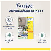 Etikety farebné 70x37mm Avery A4 100 hárkov červené
