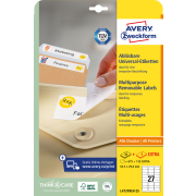 Etikety univerzálne odnímateľné 63,5x29,6mm Avery A4 25+5 hárkov