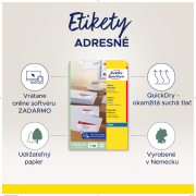 Samolepiace etikety AVERY 63,5x33,9mm adresné biele