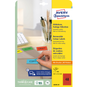 Etikety Avery odnímateľné 45,7x21,2 mm červené