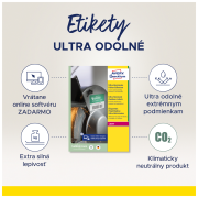 Etikety Avery 210x297 mm, ultra odolné biele
