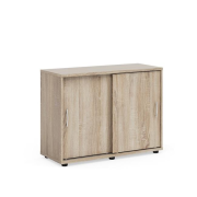Policová skriňa BASIC, posuvné dvere bez zámku, 100x40x75,3cm, dub Sonoma