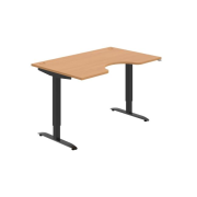 Pracovný stôl Motion Ergo, ZO, 2S, 140x70,5-120,5x90 cm, buk/čierna