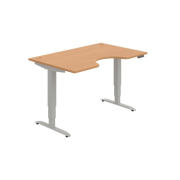 Pracovný stôl Motion Ergo, PO, 3S, 140x61-128x90 cm, buk/sivá