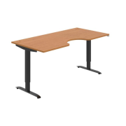 Pracovný stôl Motion Ergo, ZO, 2S, 180x70,5-120,5x90 cm, jelša/čierna