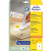 Etikety univerzálne odnímateľné 210x297mm Avery A4 25+5 hárkov