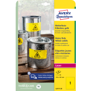 Etikety polyesterové 210x297mm Avery A4 žlté 20 hárkov