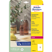 Etikety polyesterové 210x297mm Avery A4 25 hárkov priehľadné