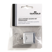 Výsuvný kotúč kovový hranatý s karičkou DURABLE JOJO CHROME QUADRO strieborný 1ks