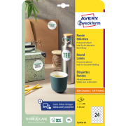 Etikety univerzálne kruhové 40mm Avery A4 10 hárkov