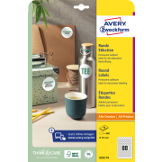 Etikety univerzálne kruhové 20mm Avery A4 10 hárkov