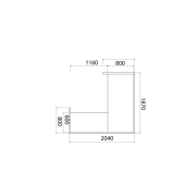 Recepčný pult ASSIST 180 rohový pravý, 187 x 204 x 74 (100) cm, orech