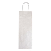 Papierová taška na víno 140x80x390,mm strieborná, krútené ušká vo farbe