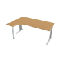 Pracovný stôl Flex, ergo, pravý, 180x75,5x120 (40x80) cm, buk/kov