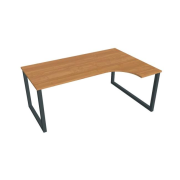 Pracovný stôl UNI O, ergo, ľavý, 180x75,5x120 cm, jelša/čierna