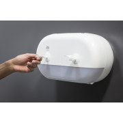Zásobník Tork SmartOne® mini dvojitý na toaletný papier v kotúči, biely